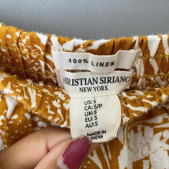 Christian Siriano sz S gold 100% linen‎ boho mini skirt - Picture 4 of 8